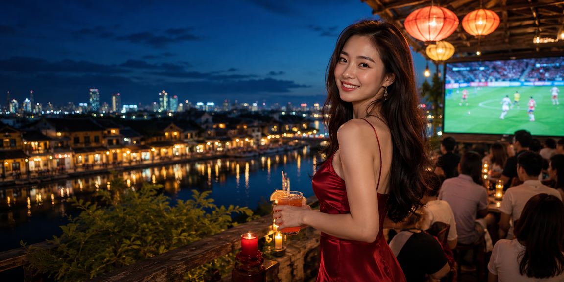 Người dùng Hội An thưởng thức cà phê buổi sáng và xem kết quả xổ số trên điện thoại