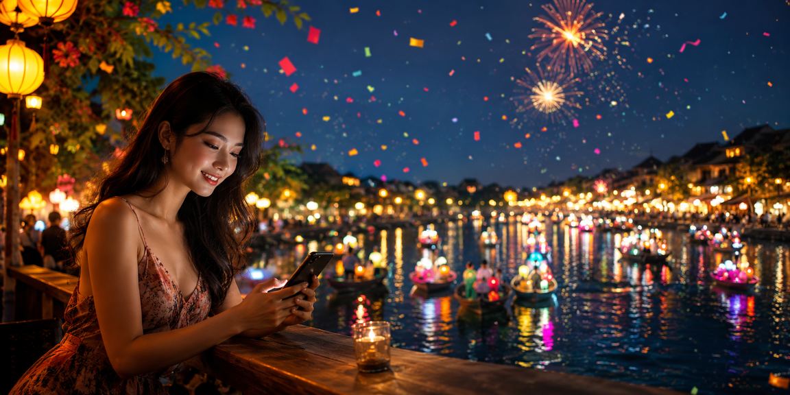 Người dùng Hội An chơi mobile casino bên ly cà phê buổi sáng