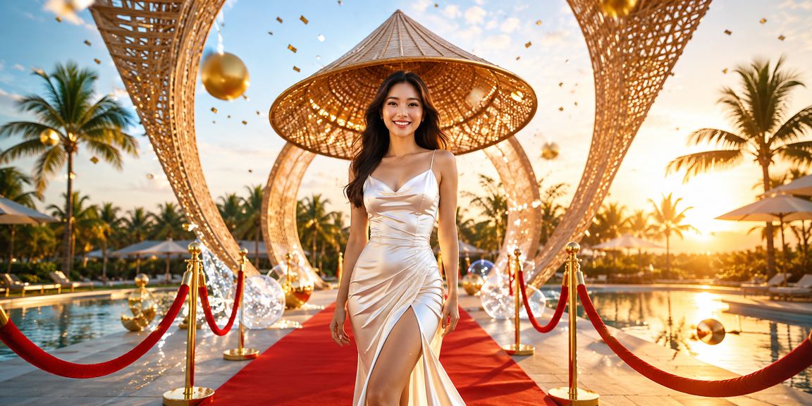 Người phụ nữ đội nón lá tại Nha Trang xem kết quả xổ số điện tử trên điện thoại