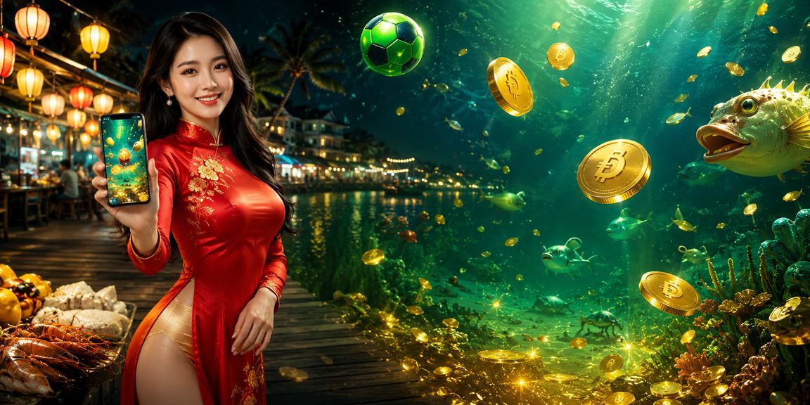 Phụ nữ mặc áo dài tại Phú Quốc trải nghiệm mobile casino trên 68he với cảnh biển nền