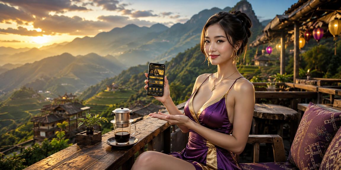 Người dùng tại Sapa đặt cược thể thao qua điện thoại bên ly cà phê